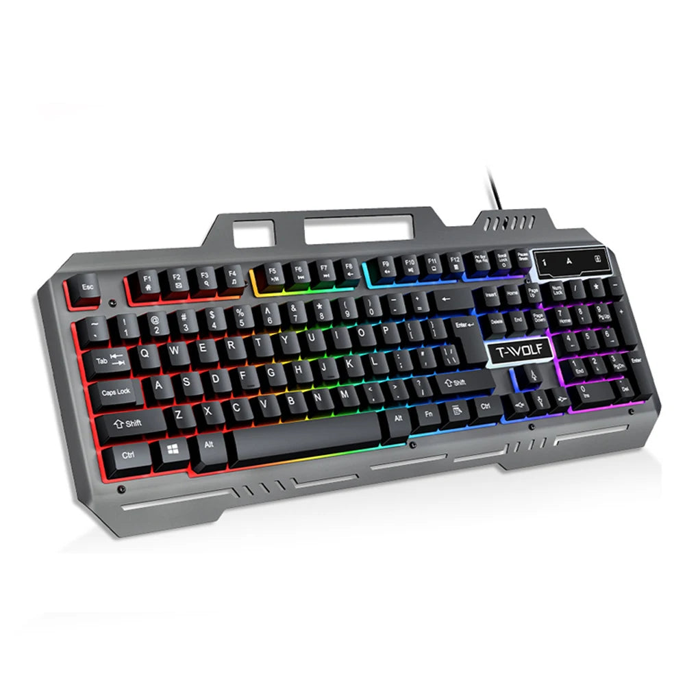 104Keys Gaming Keyboard and Mouse Combo with RGB Backlit,All-Metal Panel Waterproof Light Up,USB Wired Computer Keyboards Gaming