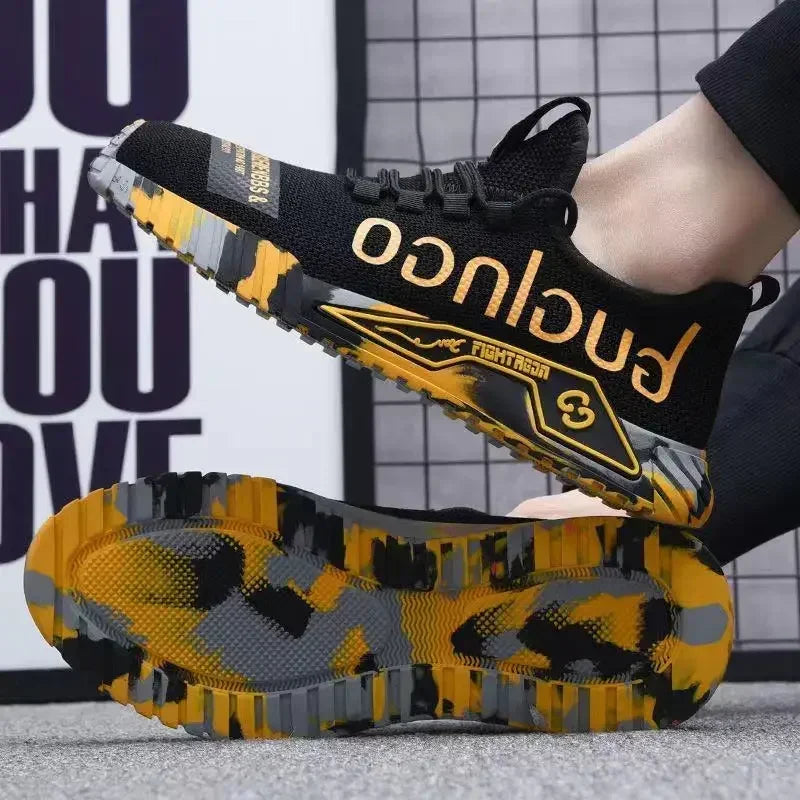 Runing Sport Fashion High Top Sneakers Zapatillas De Deporte Men Casual Mesh Shoes Light Soft Breathable Vulcanize Shoes