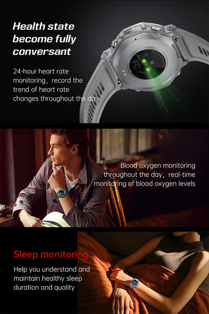 New T-Rex 3 Military Outdoor Sports Smart Watch Men GPS Motion Track 5 ATM Waterproof Heart Rate HD Bluetooth Call Smart Watch