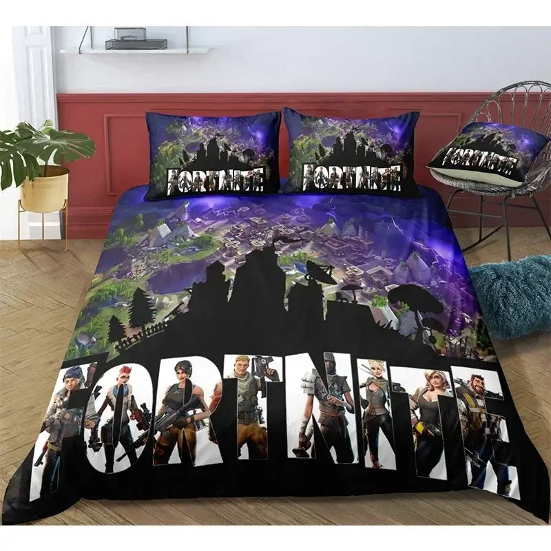 Fortnite Bedding Set Duvet Cover 3 Piece 3D Printed Bedroom Bedding Game Anime Cartoon Pillowcase Room Decoration Gifts