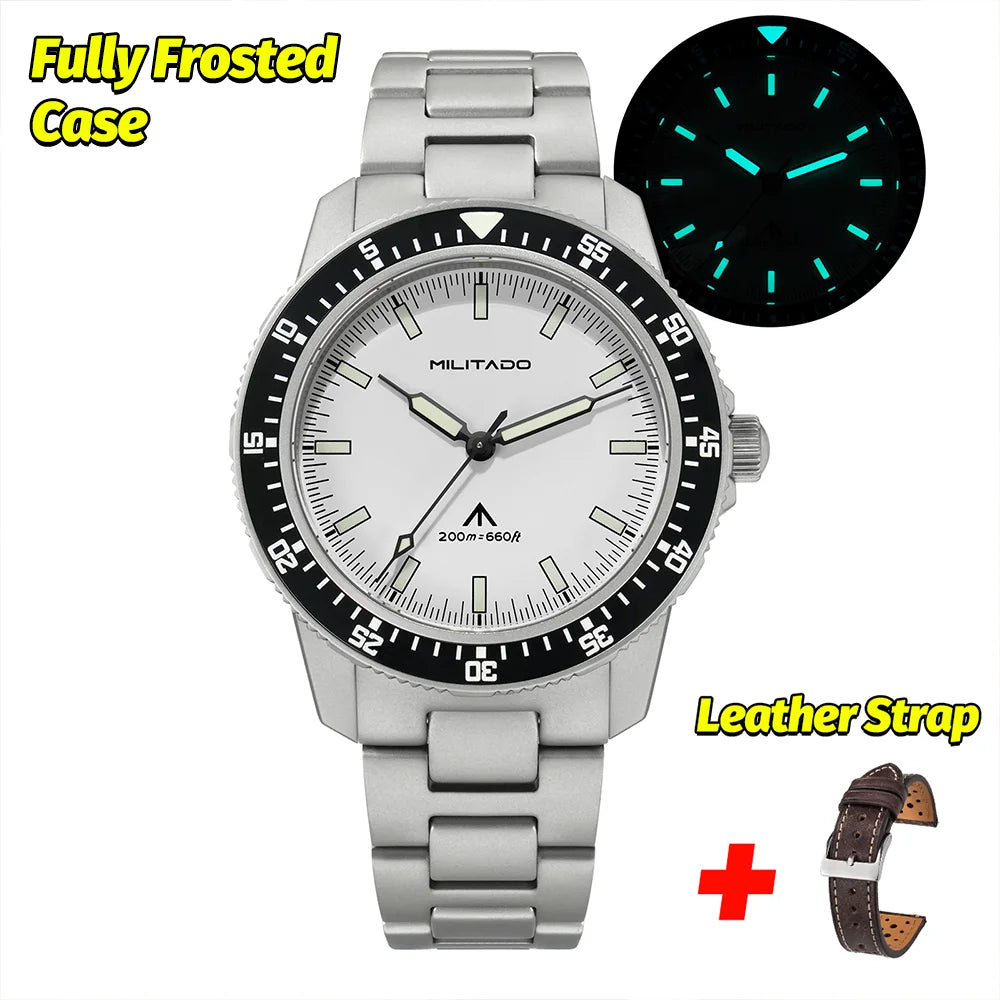 MILITADO  ML25 Quartz Dive Watch VH31 Sweep Second Sapphire Crystal 200M Waterproof BGW9 Lume Ceramic Bezel Men Watch