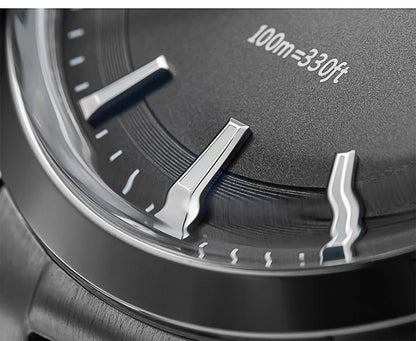 Relógio de homem ADDIESDIVE em aço, estilo de luxo, equipado com vidro abaulado, movimento de quartzo e revestimento luminescente azul BGW9; resistente à água até 100 ATM, indicação analógica – Modelo AD2066