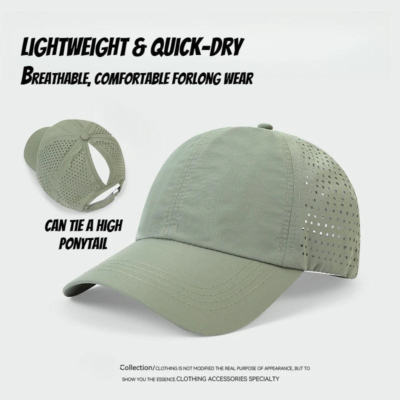 1pc Quick Drying Tongue Baseball Caps for Women Summer Protection Breathable Mesh Breathable Cap Stylish Adjustable Ponytail Hat