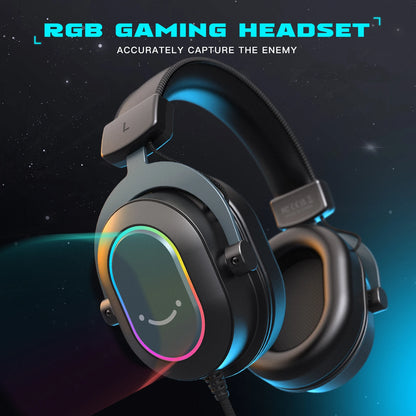 Cuffie gaming RGB dinamiche Fifine con microfono, over-ear, audio surround 7.1, PC PS4 PS5, 3 opzioni EQ Game Movie Music - H6