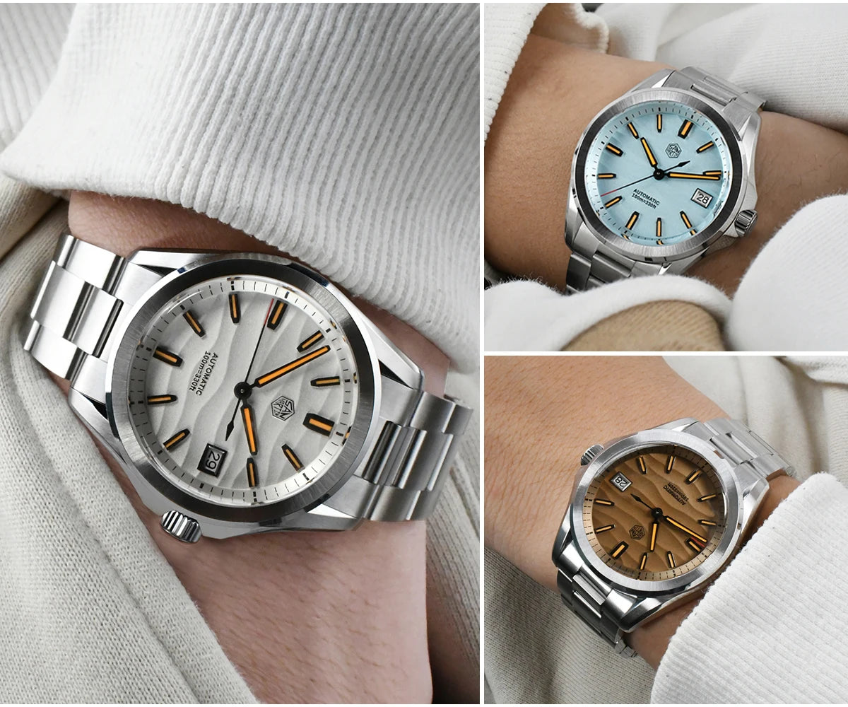 San Martin New Gada Watch 39mm Desert Texture Men Dress Watch NH35 Automatic Mechanical Sapphire Waterproof 100m Luminous SN0129