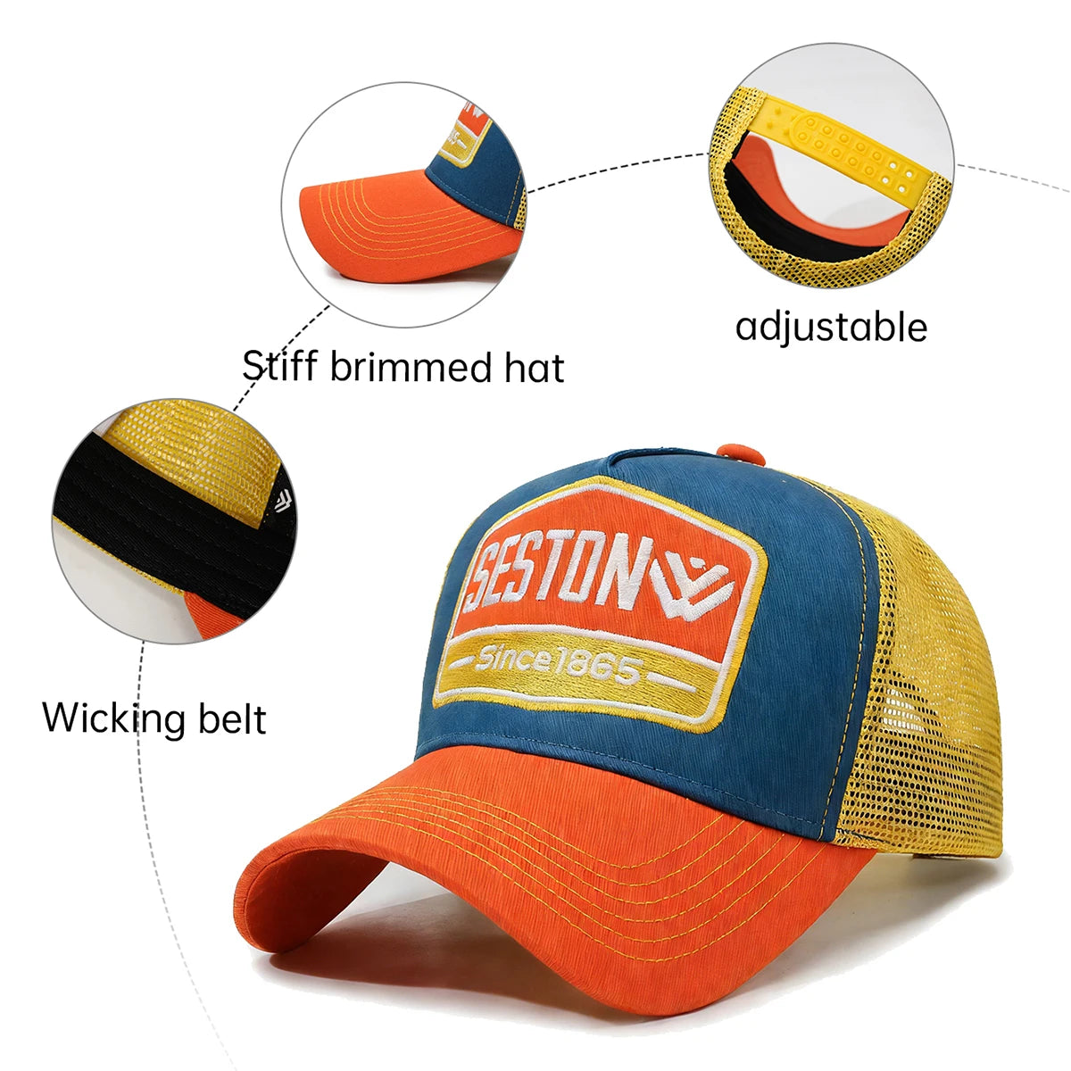 Branded Hats for Men, Suitable for Spring and Summer, Baseball Caps for Large Head Sizes, Make You Look Younger, Make Your Face Look Smaller, Sun Protection Caps