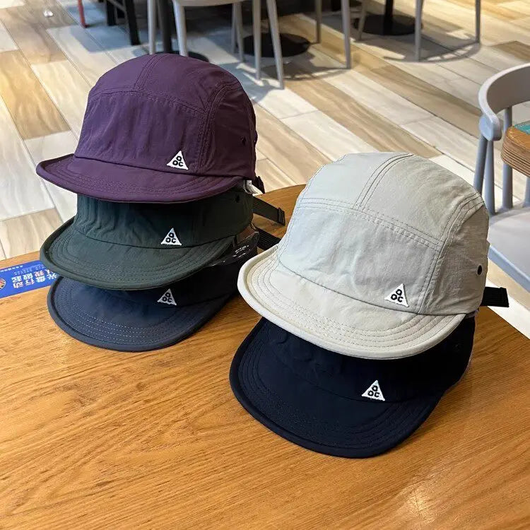 Unisex 5 Panel Camp Cap Quick Dry Waterproof Short Brim Adjustable Lightweight Breathable Cap for Hiking Camping Outdoor Daily