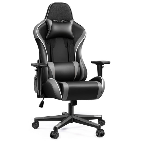 Ergonomic Gaming Chair with Headrest & Lumbar Pillow, 135° Reclining PU Leather Computer Chair for Gaming Office Setup