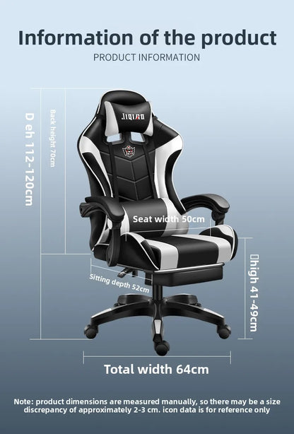Comfortabele gamingstoel voor zittend gebruik, ergonomische gamestoel met verstelbare rugleuning, massagefunctie en draaibare zitting