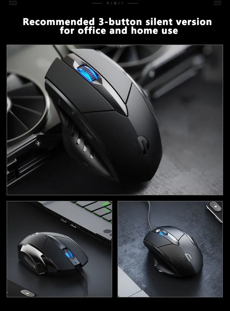 Mouse cu fir Inphic W1, mouse eSports pentru gaming, mouse silențios pentru birou, opțiuni cu trei taste și șase taste