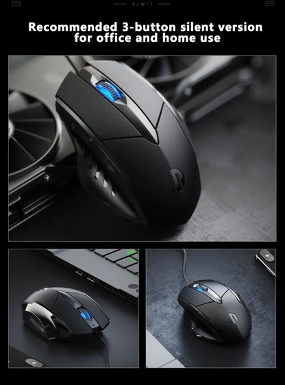 Mouse cu fir Inphic W1, mouse eSports pentru gaming, mouse silențios pentru birou, opțiuni cu trei taste și șase taste