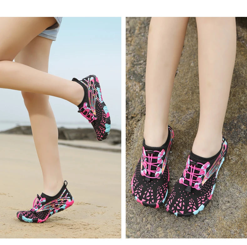 Szybkoschnące buty wodne dla kobiet, buty do pływania, buty typu „barefoot”, buty wodne typu „Five Fingers”, kolorowe buty plażowe, lekkie trampki na plażę
