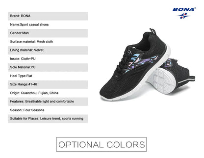 BONA 2023 New Designers Soft Running Shoes Lightweight Breathable Sneakers Man Jogging Walking Athletic Training Shoe Mansculino