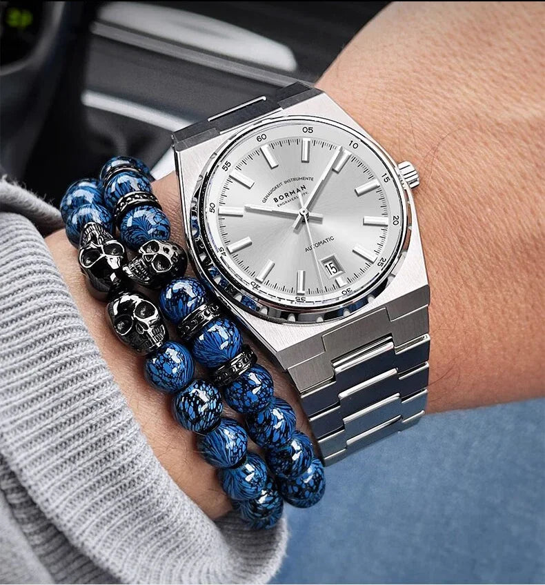 BORMAN Mens Automatic Watches 40mm Mechanical Wristwatch Ultrathick 10mm 5Bar Waterproof Sapphire Mirror Luminous Miyota 9015
