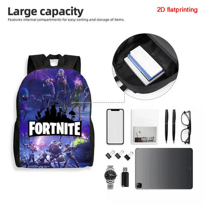 2Pcs Fortnite Kids Backpack Set Pencil Case Lightweight Durable School Bag For Boys Girls 6-9 Years Old Daily School Supplies