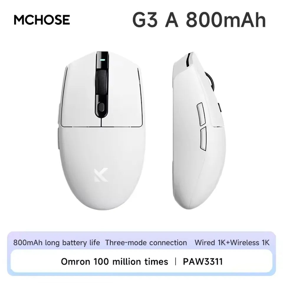 MCHOSE G3 V2 Pro Wireless Gaming Mouse Tri-Mode Bluetooth 800mAh Rechargeable Lightweight Customized Ergonomics Esports Mouse