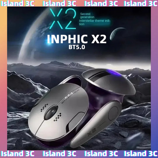 Inphic X2 tri-mode Bluetooth-mus i metal, trådløs og lydløs, genopladelig, med e-sports-baglys – gamingtilbehør til PC og bærbare, gave