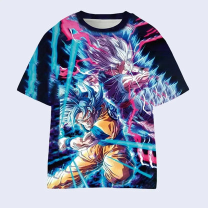 Summer 2026 Dragon Ball 3D T-shirt Oversized Majin Vegeta Blue Lightning Print Breathable Gym Streetwear Unisex Men Women Kids
