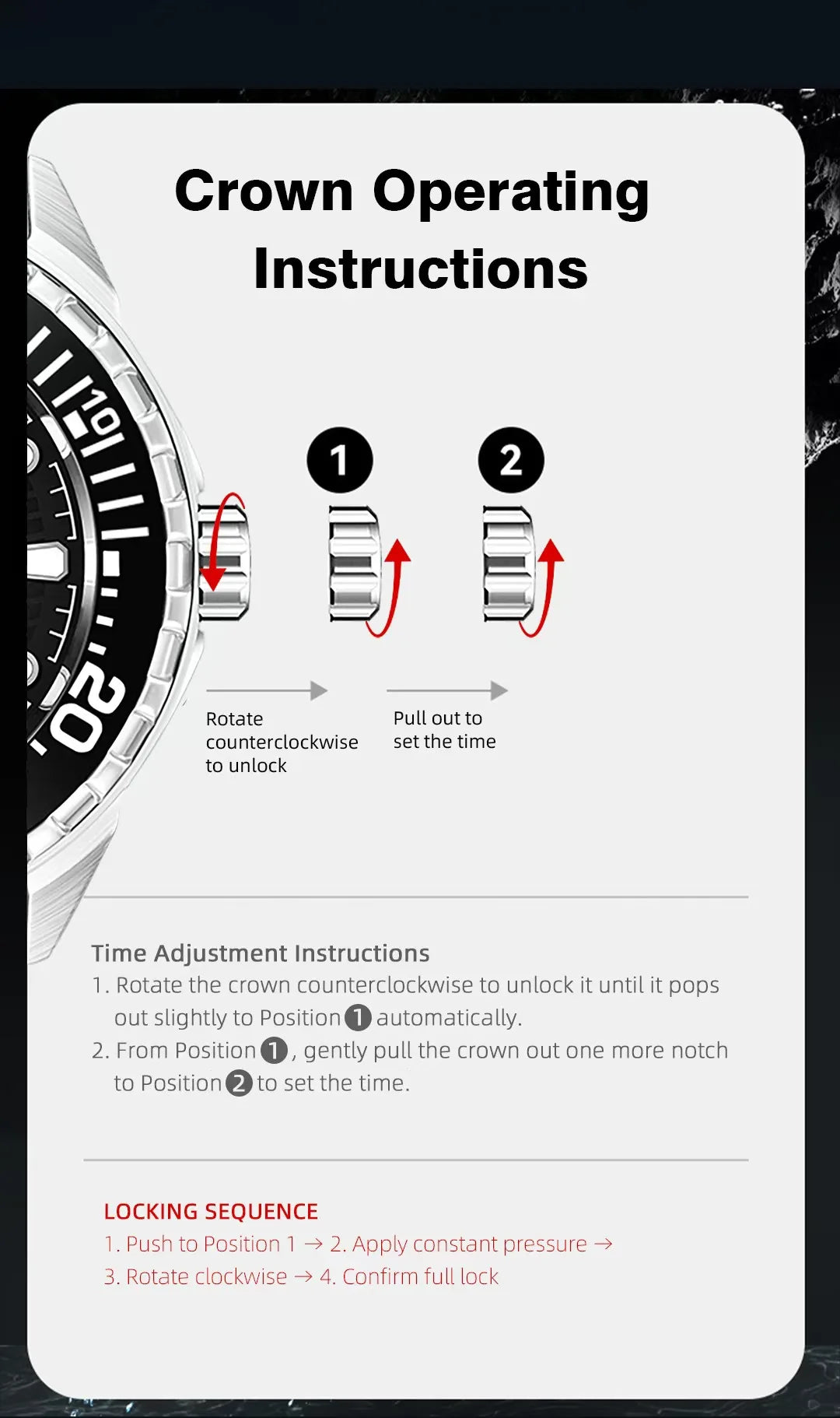 Stainless Steel Diving Watch Solar Energy Driven Quartz Watch Outdoor Waterproof Long Battery Life Rotatable Chronograph Ring