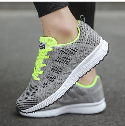Women's Sneaker 2025 New Fashion Breathable Trainers Comfortable Sneakers Mesh Fabric Lace Up Women's Tennis Shoes For Women