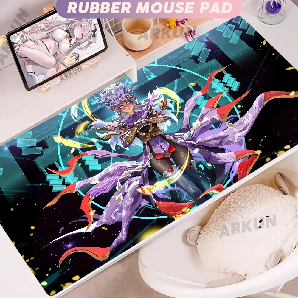 Alfombrilla de ratón gaming XXL de goma suave para escritorio y oficina, 900x400, estilo anime con chica gamer de Overwatch y FPS grandes
