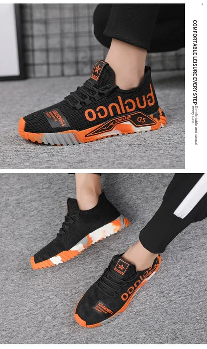 Runing Sport Fashion High Top Sneakers Zapatillas De Deporte Men Casual Mesh Shoes Light Soft Breathable Vulcanize Shoes