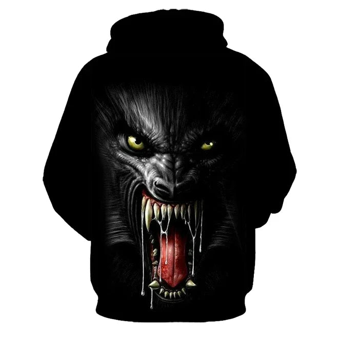 Animal Wolf – bluzy z kapturem drukowane w 3D dla mężczyzn i kobiet, modne, codzienne, oversize, swetry typu pullover, styl hip-hopowy, Harajuku, odzież uliczna