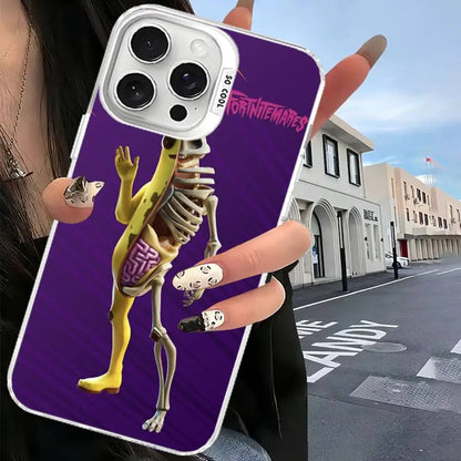 Capa de telemóvel F-Fortnites para iPhone 17 16 15 14 13 12 11 Pro Max Plus, cor prateada