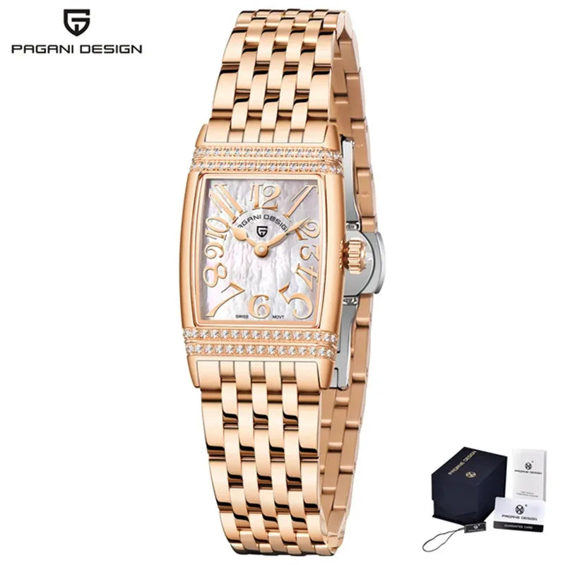 PAGANI DESIGN Luxury Fashion Women's Quartz Watch Swiss Ronda Movt Sapphire Stainless Steel Waterproof Clock Gift For Woman