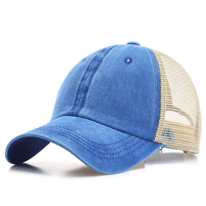 Custom Logo Blank Baseball Cap For Men Summer Breathable Mesh Hat Women Vintage Washed Distressed Trucker Sun Hats