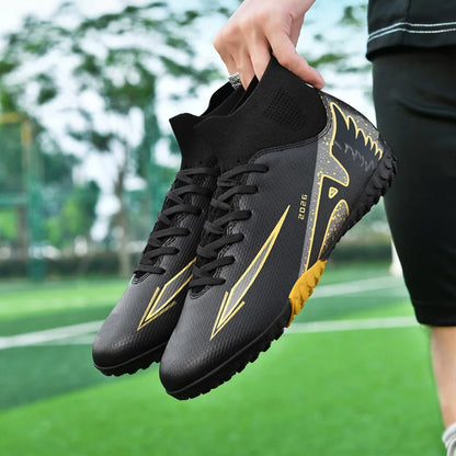 Nouvelles chaussures de football pour hommes, chaussures de soccer de haute qualité pour l'extérieur, chaussures de sport ultralégères pour l'intérieur, chaussures de sport antidérapantes à cheville haute, chaussures d
