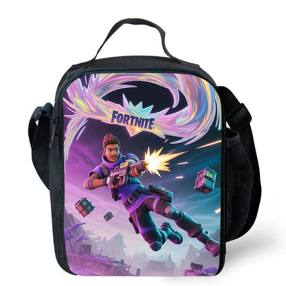 Fortnite cartoon lunch bag, portable insulated lunch bag, reusable food storage bag, suitable for children and students.