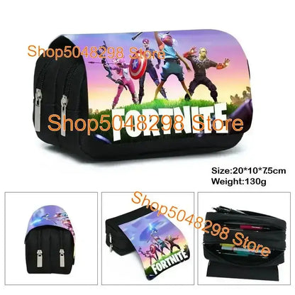 Pencil Case Big Canvas Kawaii Pencil Bags Pen Case for Boys Girls Fortnite Print School Supplies Stationery Teens Birthday Gift