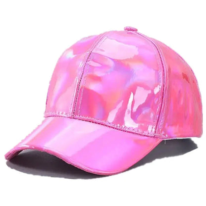 New Unisex PU Leather Laser Style Baseball Cap Street Hip Hop Hat Men Women Dazzling Colors Y2K Cap