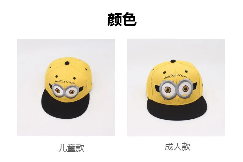MINIONS flat-brimmed hip-hop hat Cartoon Despicable Me fashion baseball cap adjustable sun hat for boys in summer Gift
