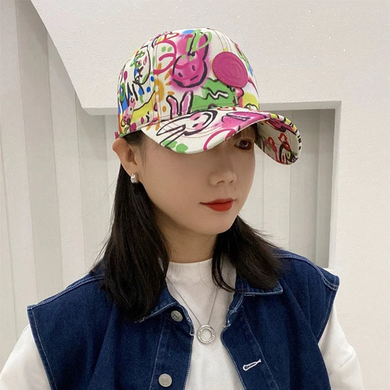 New Unisex Paintings Graffiti Letter Baseball Hats Breathable Personal Sunshade Hip Hop Peaked Caps Versatile Fashion Hardtop