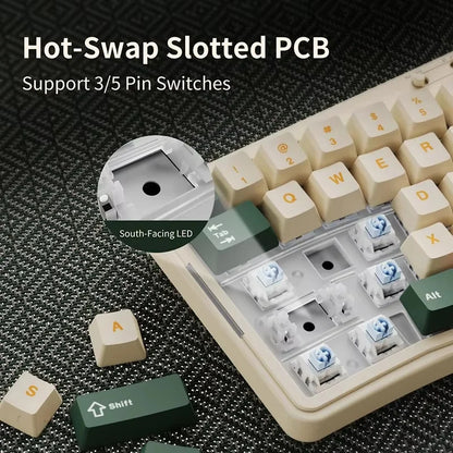 New AJAZZ AK35I V3 MAX Tri-mode Wired Bluetooth Wireless Gaming Keyboard Gasket Full Key Hot Swap 104 Keys Customized Keyboard