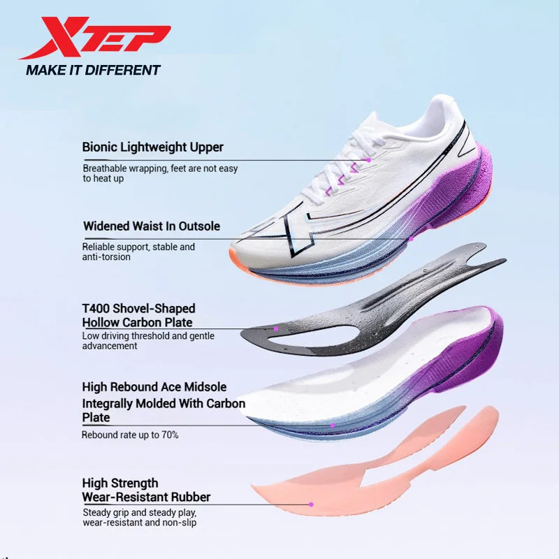 Xtep Shyft 1.0 profesionalne muške tenisice za trčanje za ljetni maraton s karbonskom pločom za apsorpciju udaraca, natjecateljske tenisice 875319110083