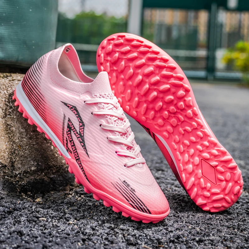 Chaussures de football pour hommes TF Turf, dessus en PU respirant, semelle extérieure en caoutchouc antidérapante, chaussures légères pour l'entraînement sur gazon artificiel.