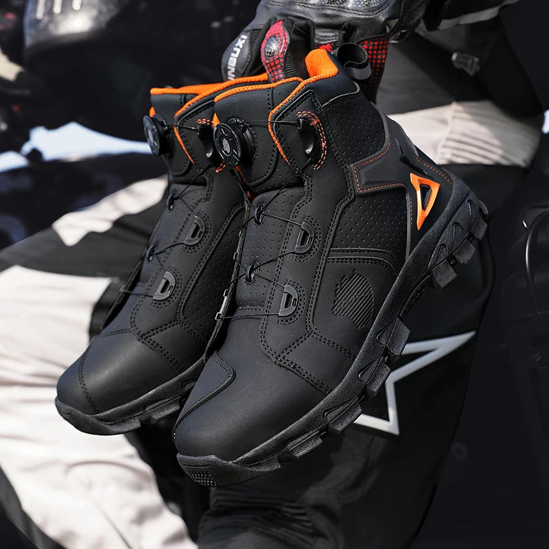 Bottes de moto professionnelles pour hommes, chaussures de course tout-terrain, équipement de moto urbaine, en cuir microfibre ultra-fin