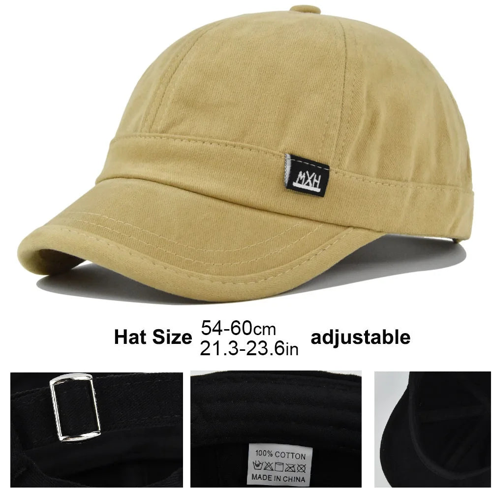 Brand Oohmy 5cm Short Brim Baseball Caps Big Head and Small Head for Men Women Mesh Back Trucker Hat Short BillQuick Dry
