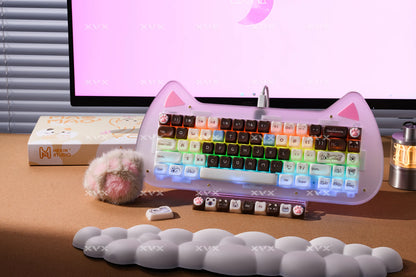 Keycaps XVX 148 Teclas Tema Gato Perfil MAO Keycap Coreana Brilhante e Fofa para Teclado 61 64 68 78 87 96 98 104 108