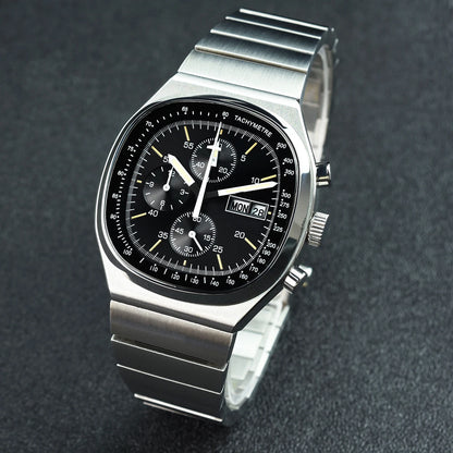 Hruodland new 2025 new 0S00 retro men's quartz chronograph sapphire stainless steel waterproof 5Bar luminous C3 reloj hombre
