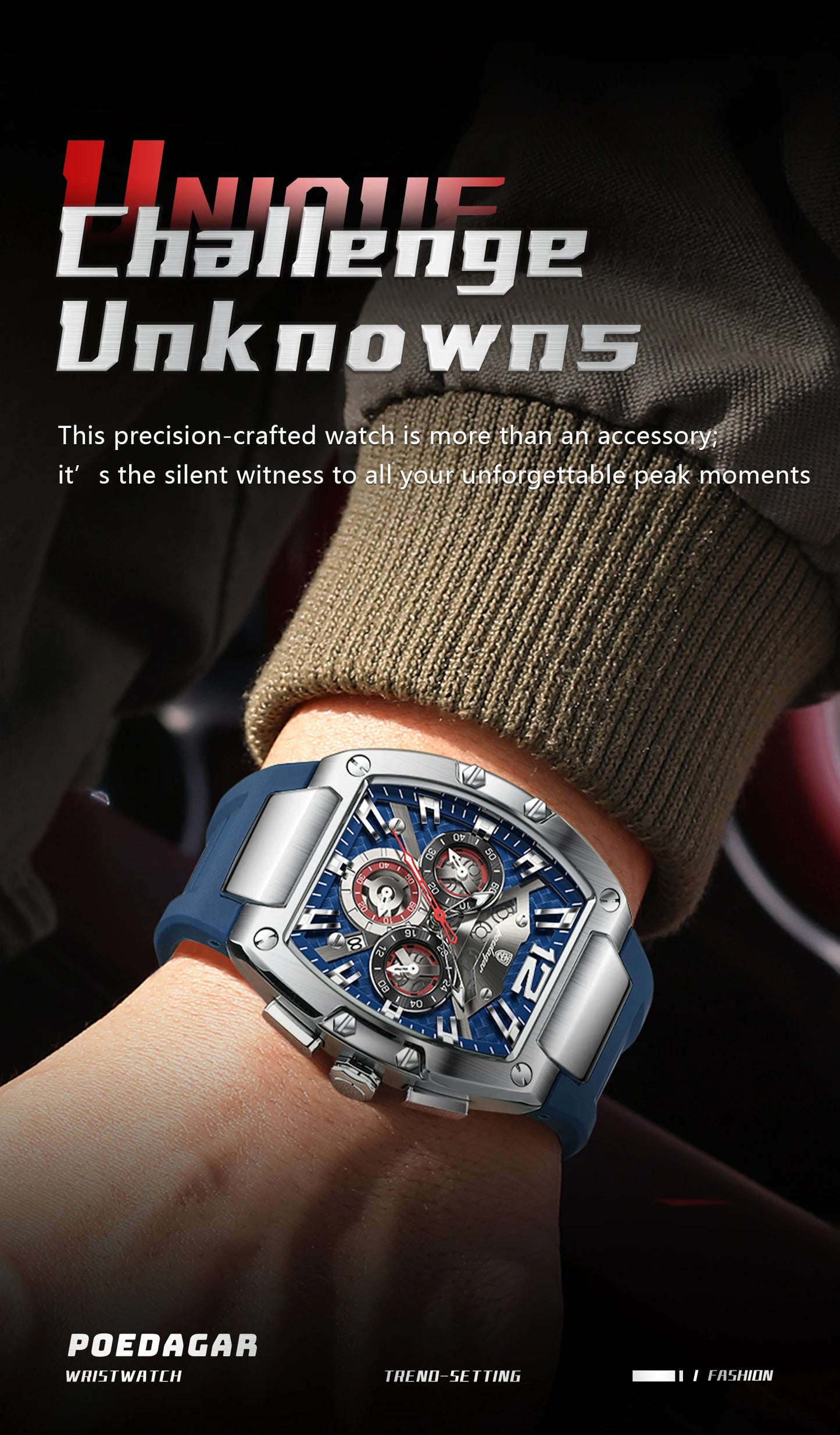 POEDAGAR Fashion Brand Men's Watch Luminous Waterproof Date Sports Male Watch Chronograph Silicone Quartz Watches For Man Reloj
