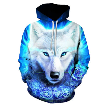 Animal Wolf – bluzy z kapturem drukowane w 3D dla mężczyzn i kobiet, modne, codzienne, oversize, swetry typu pullover, styl hip-hopowy, Harajuku, odzież uliczna