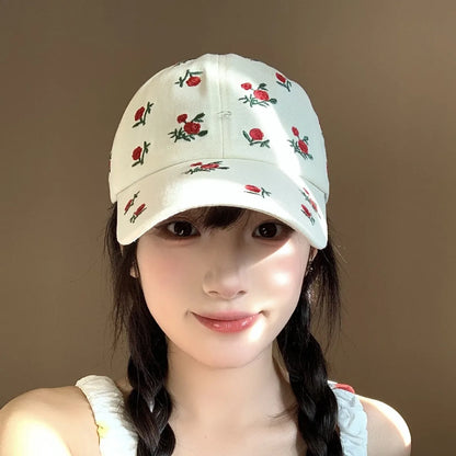 Cute Hats Japanese Sweet Style Retro Embroidered Baseball Cap Versatile Women's Baseball Cap Casual Sunshade Sun Protection Cap