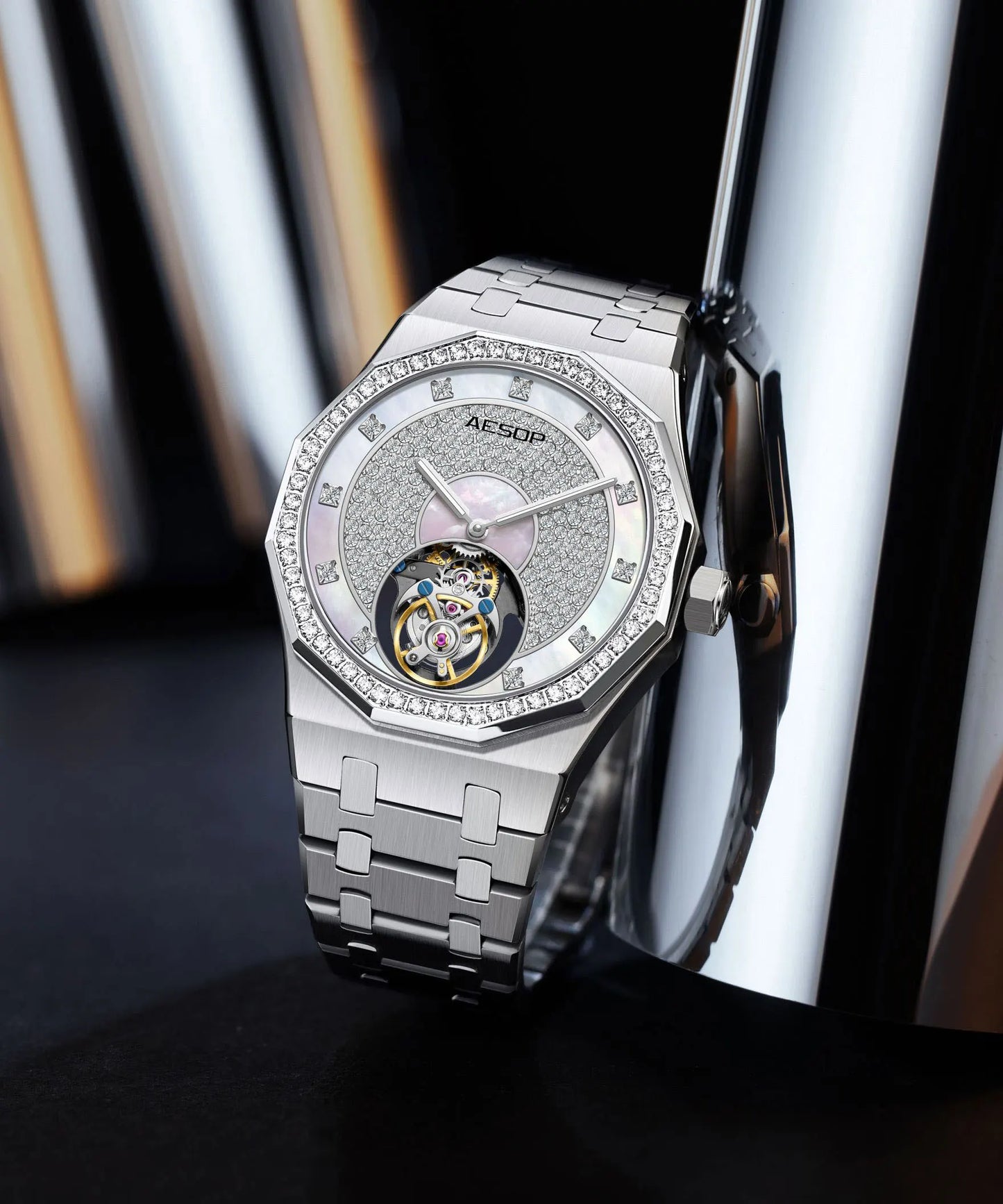 AESOP Echte Fliegende Tourbillon Mechanische Skeleton Uhr Für Mann Luxus Wasserdichte Armbanduhren Saphir Spiegel Gradienten new