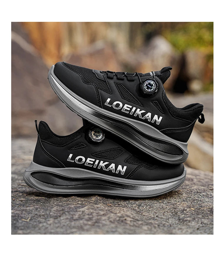 Chaussures de course à boucle rotative pour hommes, baskets respirantes en maille légère, semelle coussinée, antidérapantes, chaussures de marche quotidiennes, 2 couleurs