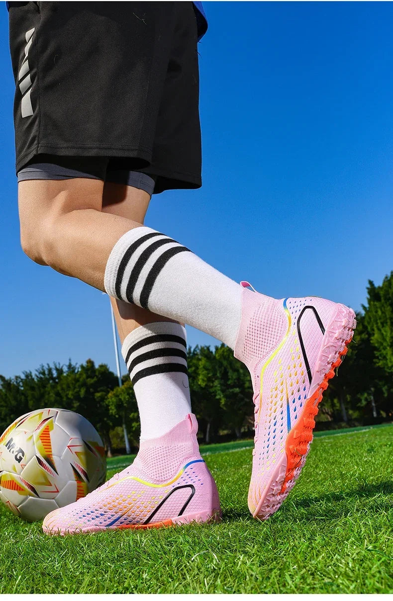 Chaussures de football FG/TF pour homme, bottes de football d'entraînement en plein air, baskets pour femme, chaussures de sport ultralégères antidérapantes, crampons de football pour terrain synthétique, grande taille