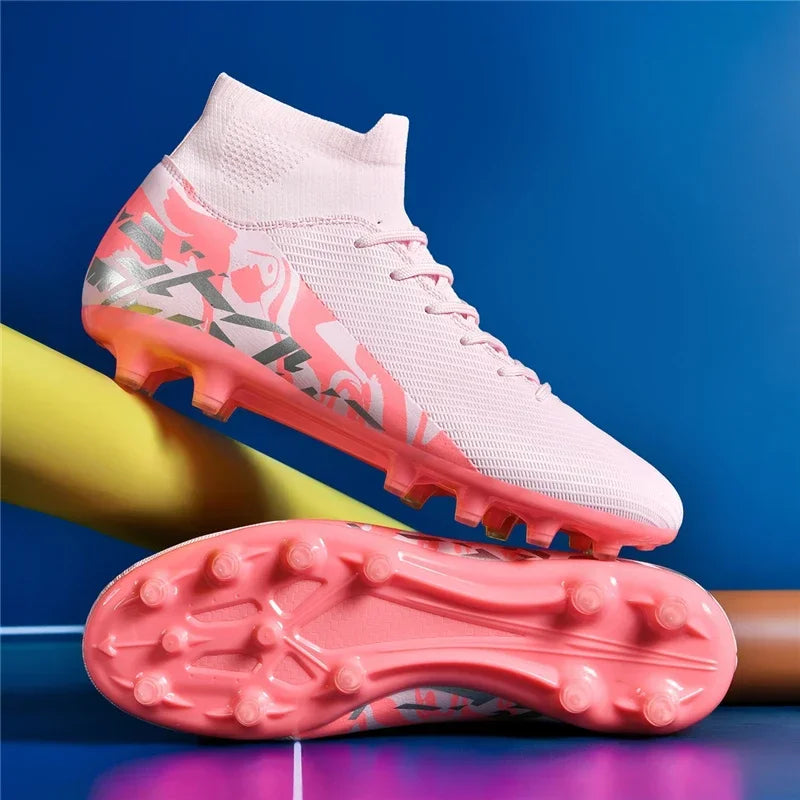 Chaussures de football roses tendance, chaussures de football professionnelles légères pour hommes, chaussures de football antidérapantes, crampons de football originaux, baskets